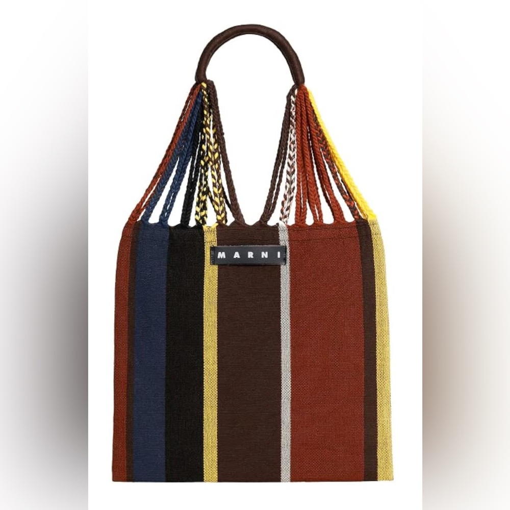 Marni Striped Tote in Brown, Blue, Yellow, and Black